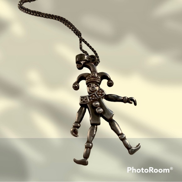 Vintage, Sterling, Articulated Jester Necklace - Picture 2 of 4